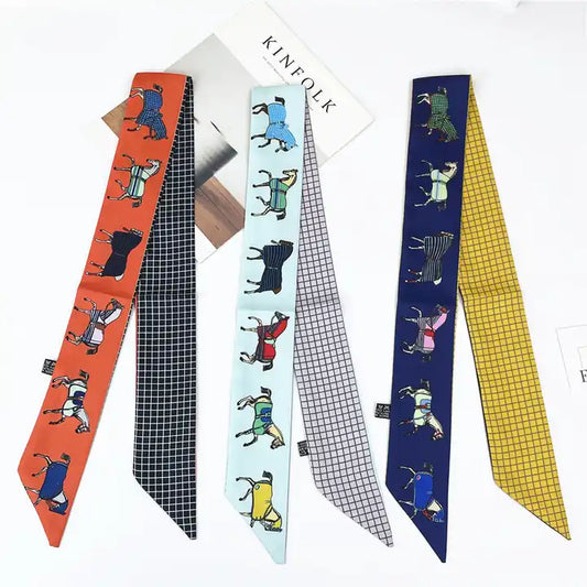 STEPHANIE Horse Design Twilly Scarf, Hair or Handbag Tie - 85x5cm