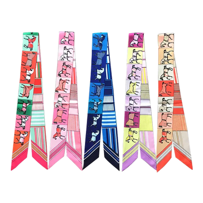 FELICITY Horse Design Twilly Scarf, Hair or Handbag Tie - 85x5cm