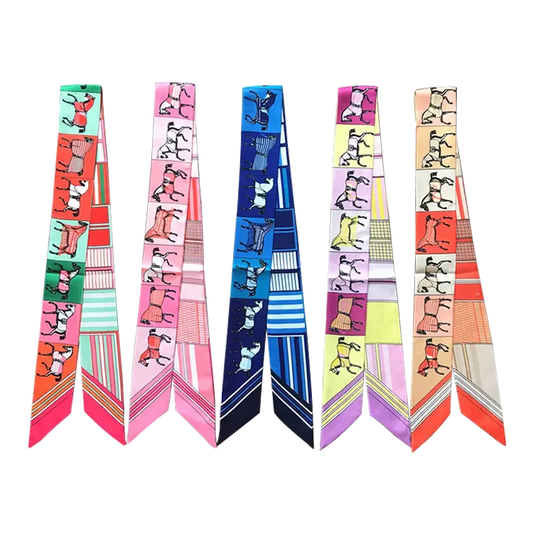 FELICITY Horse Design Twilly Scarf, Hair or Handbag Tie - 85x5cm