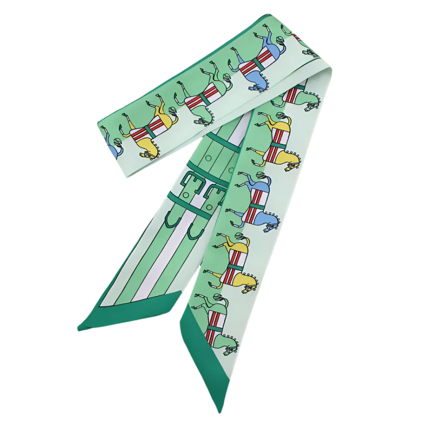 PAULETTE Horse Design Twilly Scarf, Hair or Handbag Tie - 85x5cm