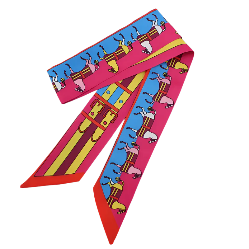 PAULETTE Horse Design Twilly Scarf, Hair or Handbag Tie - 85x5cm