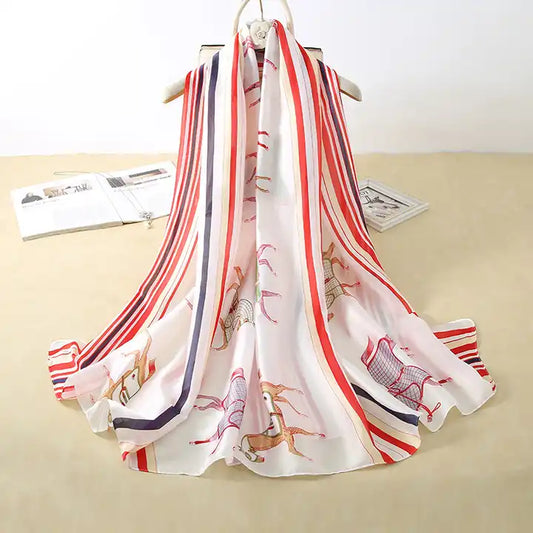 TYLER Horse Design Man Made Silk Chiffon Scarf - 90x180cm