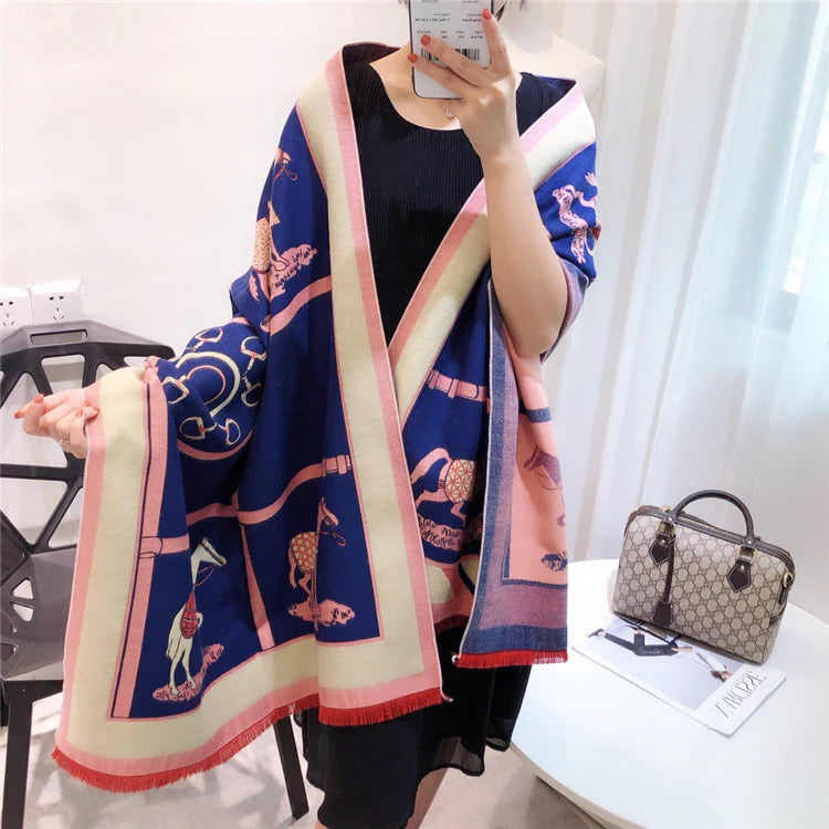 REAGAN Horse Design Cashmere Blend Pashmina/Shawl - 180x65cm