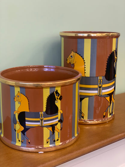 THD Orange and Black Horse Design Vase