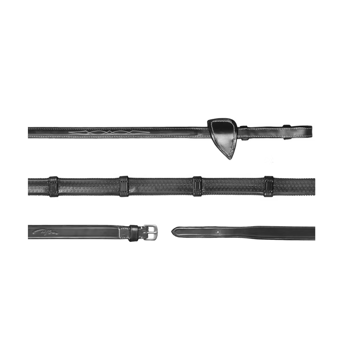 Dy'On 1/2" Rubber Reins with 7 Leather Loops - US Jumping Collection