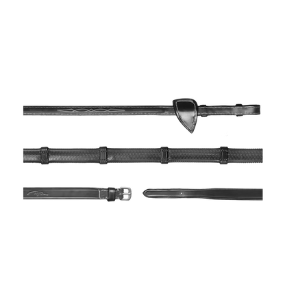 Dy'On 1/2" Rubber Reins with 7 Leather Loops - US Jumping Collection