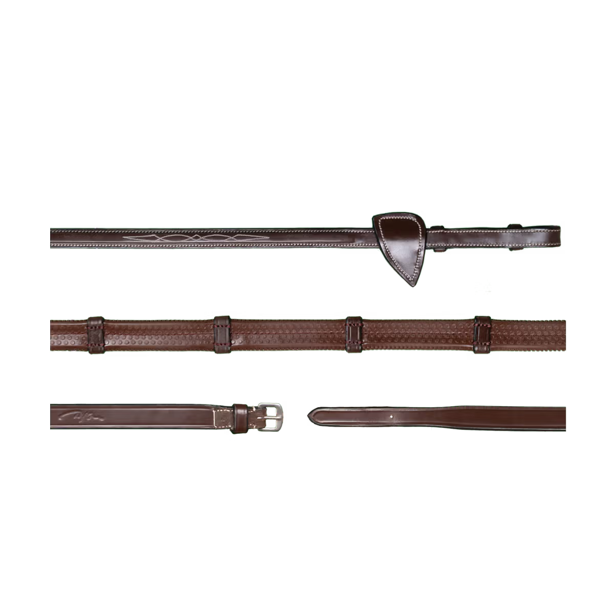 Dy'On 1/2" Rubber Reins with 7 Leather Loops - US Jumping Collection