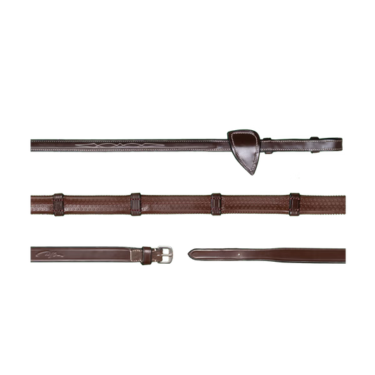 Dy'On 1/2" Rubber Reins with 7 Leather Loops - US Jumping Collection