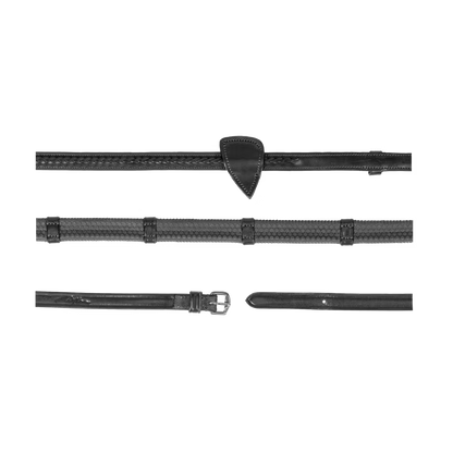 Dy'On 1/2” Rubber Reins with 7 Leather Loops and Plaited Detail - New English Collection