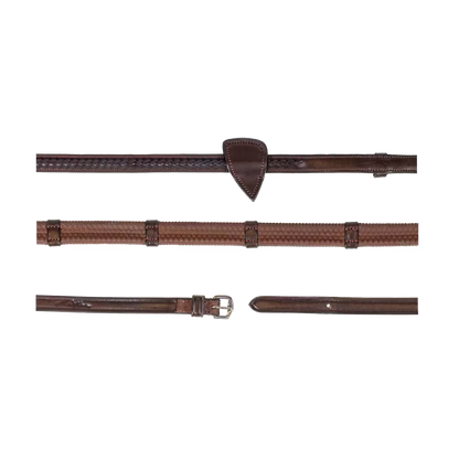 Dy'On 1/2” Rubber Reins with 7 Leather Loops and Plaited Detail - New English Collection