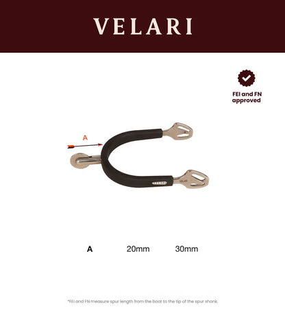 Velari Spurs - Stainless Steel with Rubber Large Wheel Rowell
