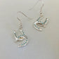 Carol Young Silver Horseshoe Drop Earrings with Aqua Crystals - On Card