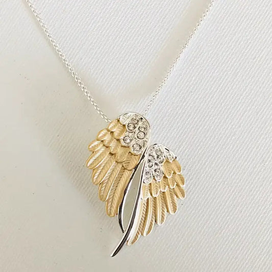 Carol Young Silver Two Tone Angel Wings Necklace