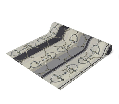 All Designs Equine - Snaffle Bit and Rein Navy Stripe Equestrian Table Runner