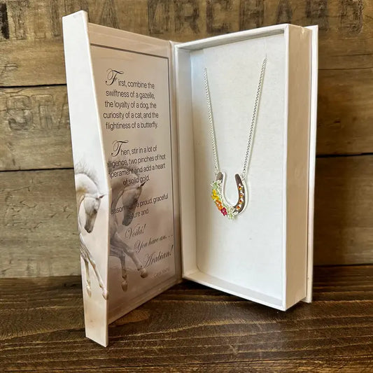 Carol Young Silver Horseshoe Necklace with Boho Flowers