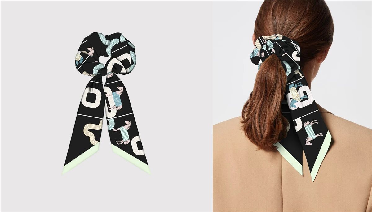LYON Scrunchie Twilly Combo Horse Design Hair Tie with Ribbon