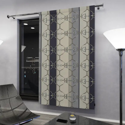 All Designs Equine - Black Out Navy Bit and Reins Curtain Panel (1 Piece)