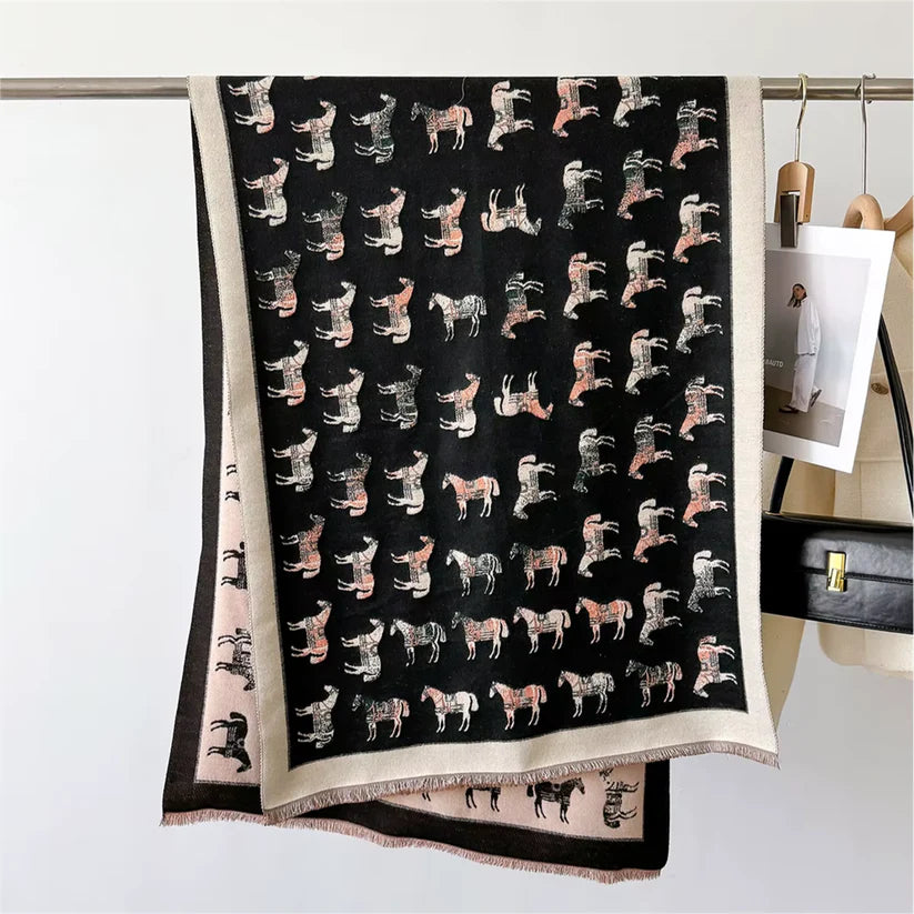 AMY Horse Design Cashmere Feel Pashmina/Shawl