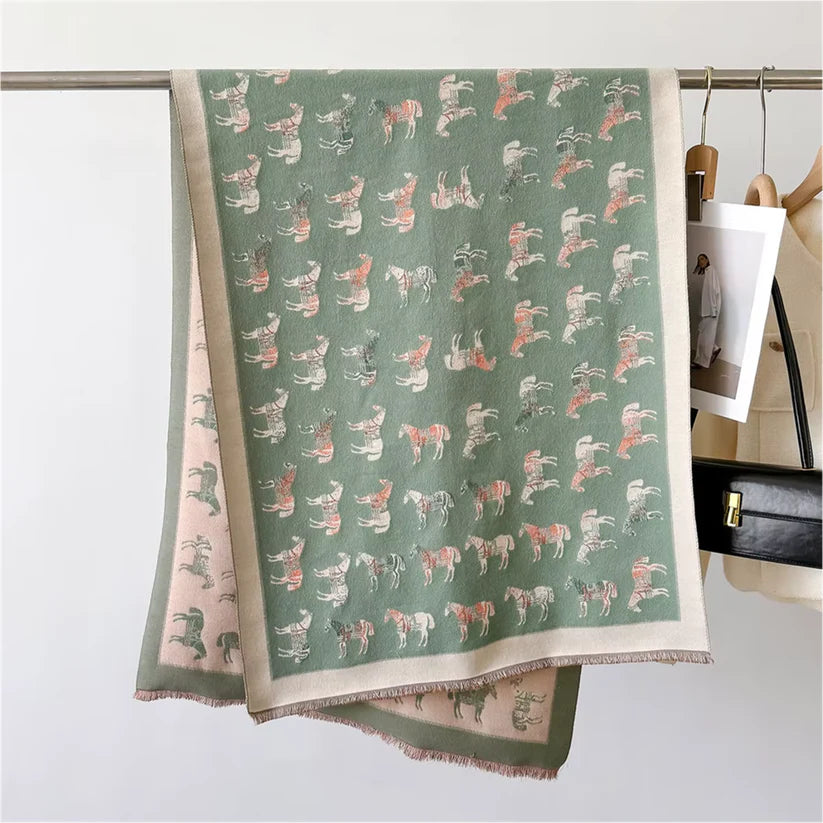 AMY Horse Design Cashmere Feel Pashmina/Shawl