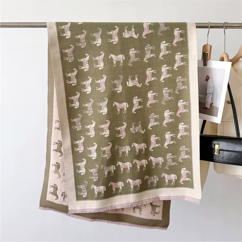 AMY Horse Design Cashmere Feel Pashmina/Shawl