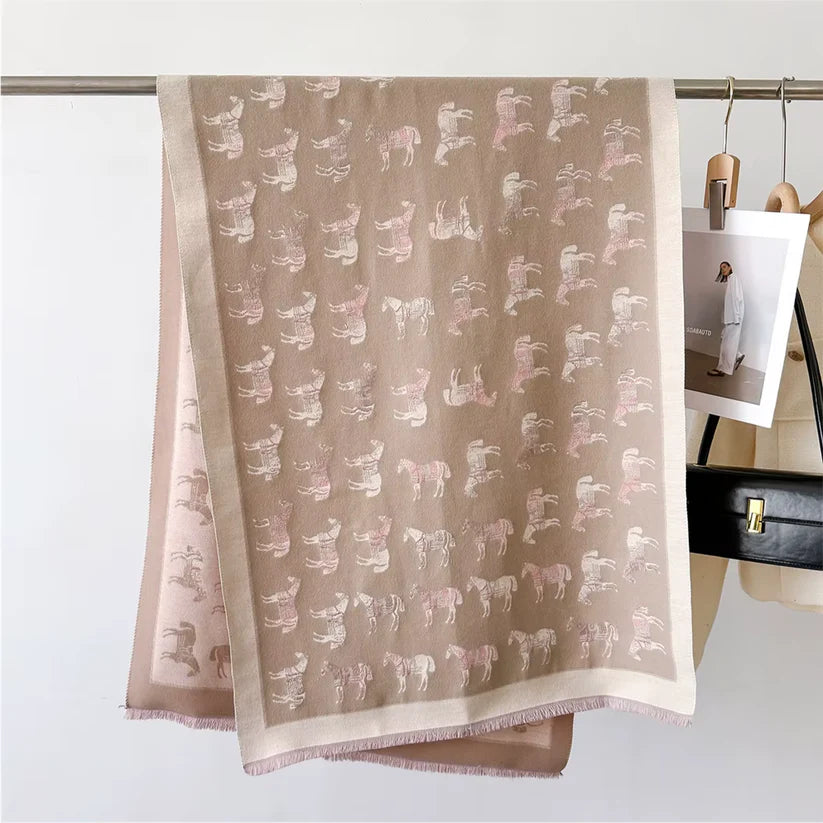 AMY Horse Design Cashmere Feel Pashmina/Shawl