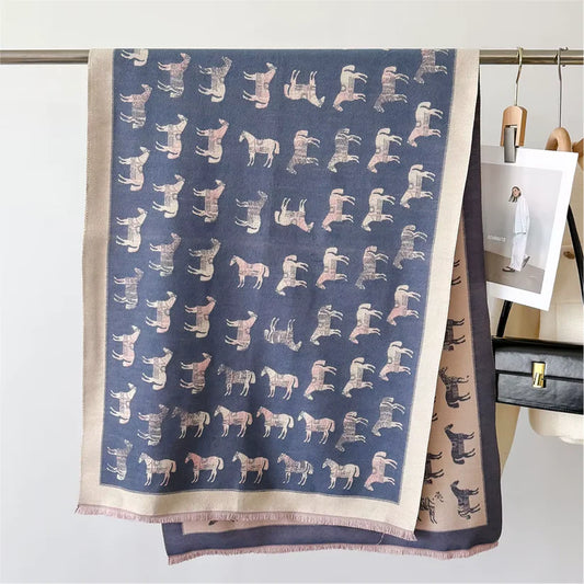 AMY Horse Design Cashmere Feel Pashmina/Shawl