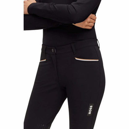 Boss Equestrian Ladies Hazel Knee Grip Breeches - Summer - Black and Sky Captain (Navy)