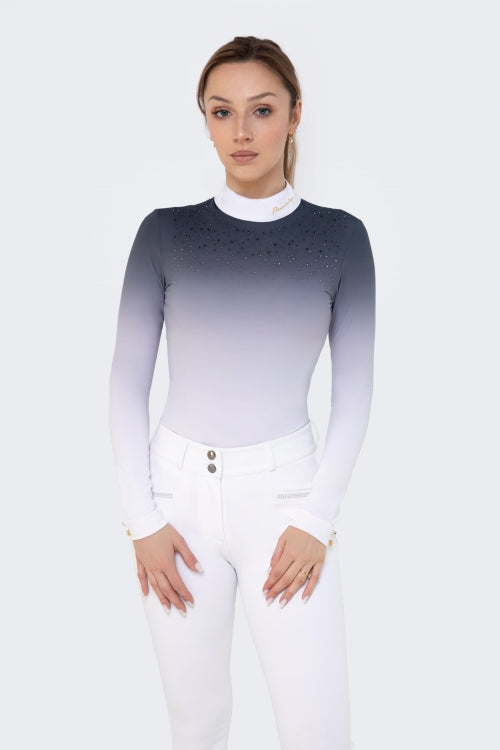 Fleur De Lys Bellflower Long Sleeve Shirt - Gray Ombre - COMING SOON