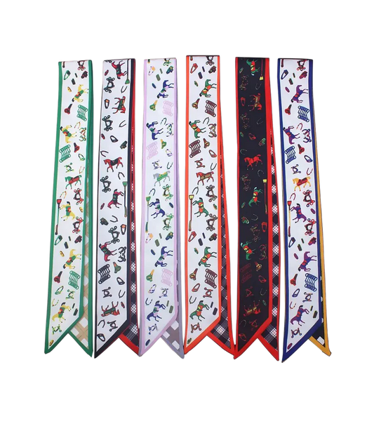 BRADEY Horse Design Twilly Scarf, Hair or Handbag Tie - 85x5cm