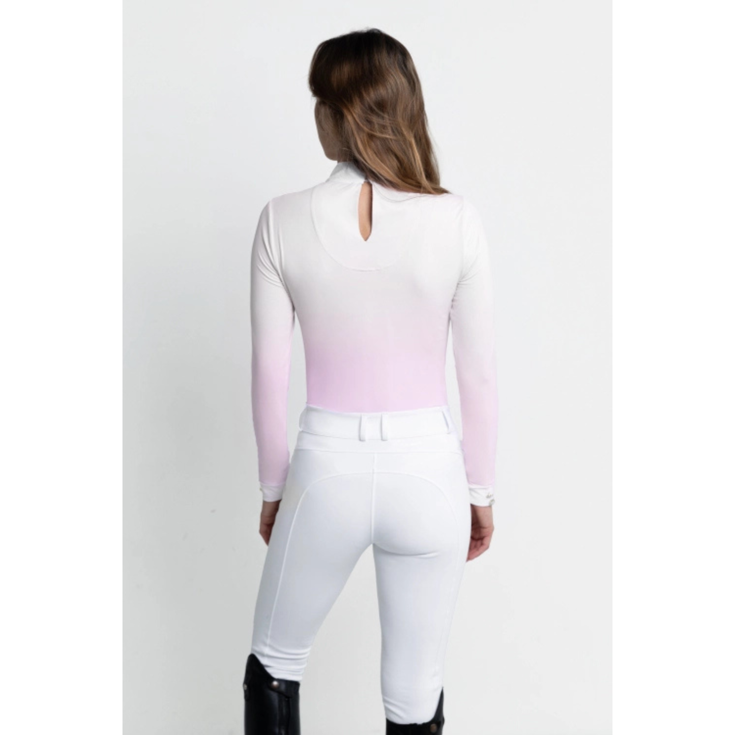 Fleur De Lys Bellflower LS Shirt - White/Pink Ombre