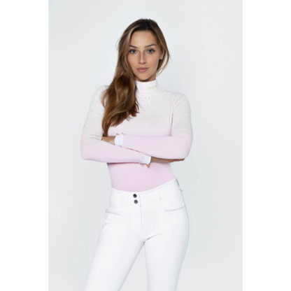 Fleur De Lys Bellflower LS Shirt - White/Pink Ombre