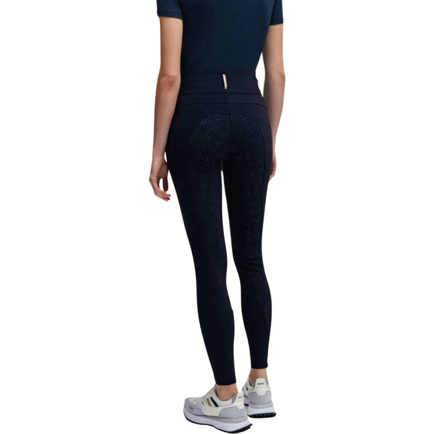 Boss Equestrian Ladies Hailey High Waist Full Grip Breeches - Summer - Black & Sky Captain (Navy)