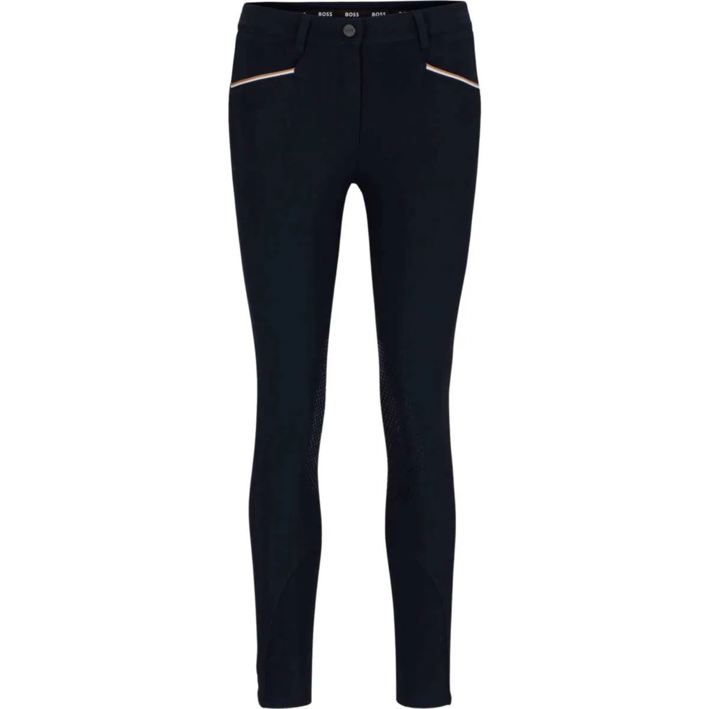 Boss Equestrian Ladies Hazel Knee Grip Breeches - Summer - Black and Sky Captain (Navy)