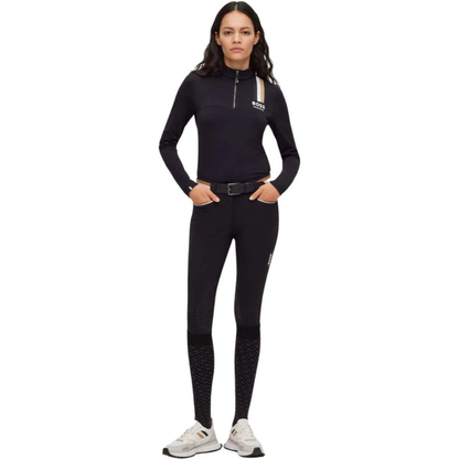 Boss Equestrian Ladies Hazel Knee Grip Breeches - Summer - Black and Sky Captain (Navy)