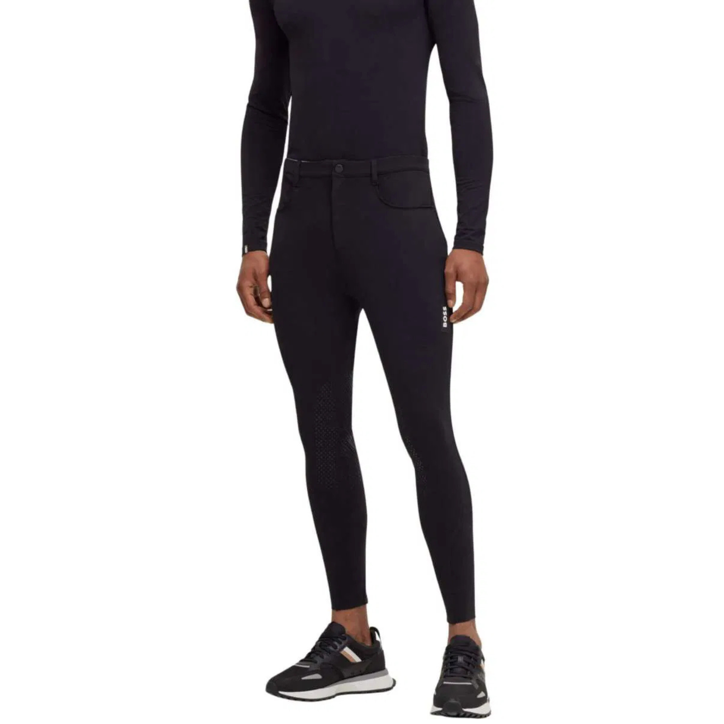 Boss Equestrian Men's James Knee Grip Breech - Summer - Black and Sky Captain (Navy)