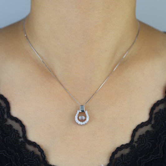 THD Bouncing Crystal Horseshoe Necklace