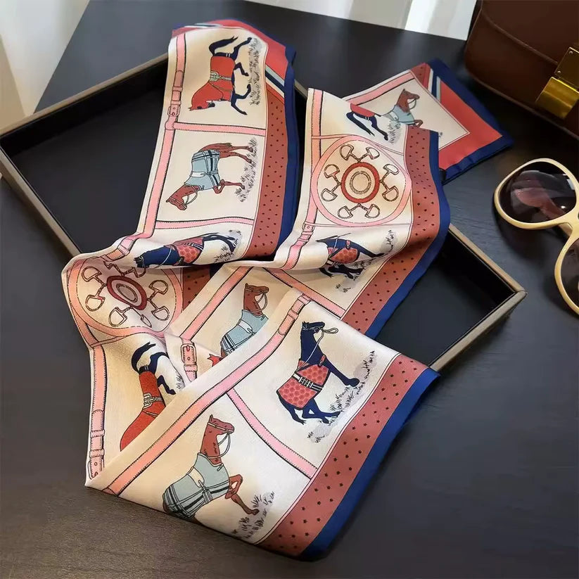 CHARLOTTE 148 Horse Design Skinny Scarf