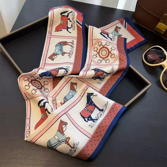 CHARLOTTE 148 Horse Design Skinny Scarf