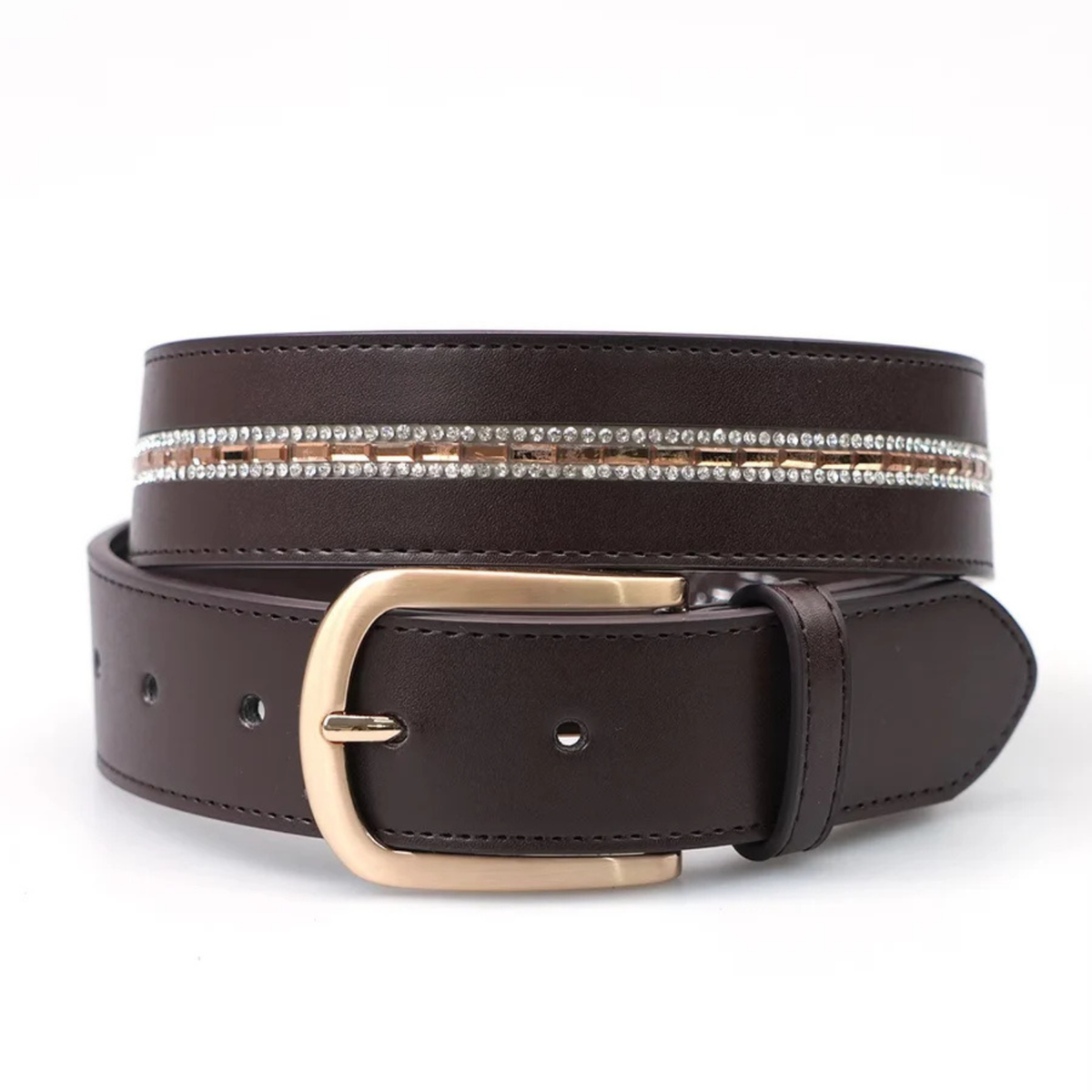 Cavaleira Equestrian Limited Edition Belt - Chocolate Crystal Gold