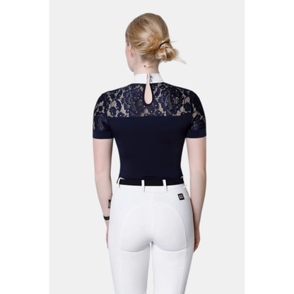Fleur De Lys Cristall SS Competition Shirt - Navy - ON ORDER - DUE MID AUGUST