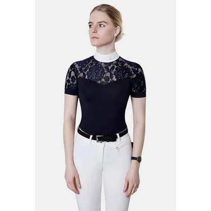 Fleur De Lys Cristall SS Competition Shirt - Navy - ON ORDER - DUE MID AUGUST