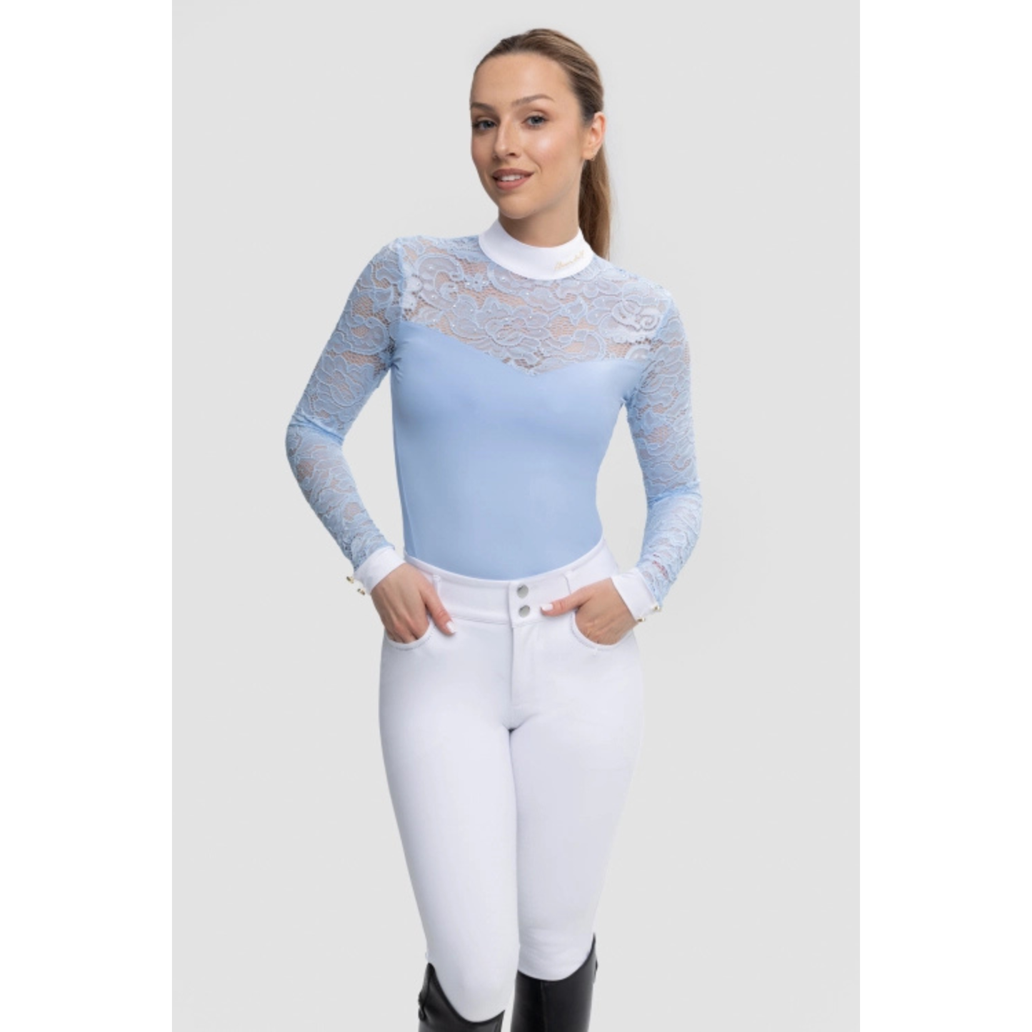 Fleur De Lys Cristall LS Competition Shirt - Blue - ON ORDER - DUE MID AUGUST
