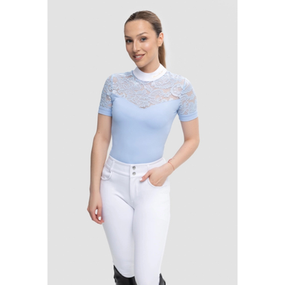Fleur De Lys Cristall SS Competition Shirt - Blue - ON ORDER - DUE MID AUGUST