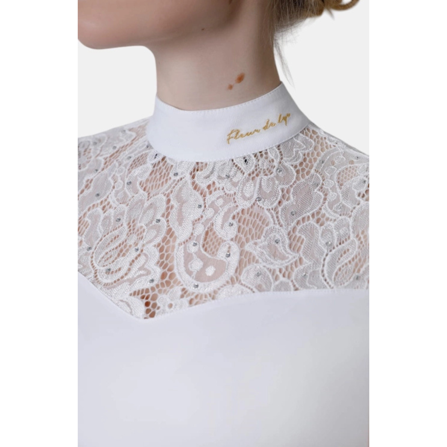 Fleur De Lys Cristall SS Competition Shirt - White - ON ORDER - DUE MID AUGUST