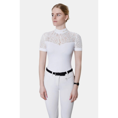 Fleur De Lys Cristall SS Competition Shirt - White - ON ORDER - DUE MID AUGUST