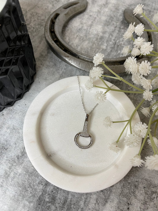 Cavallo Collections Crystal Snaffle Bit Charm and Necklace