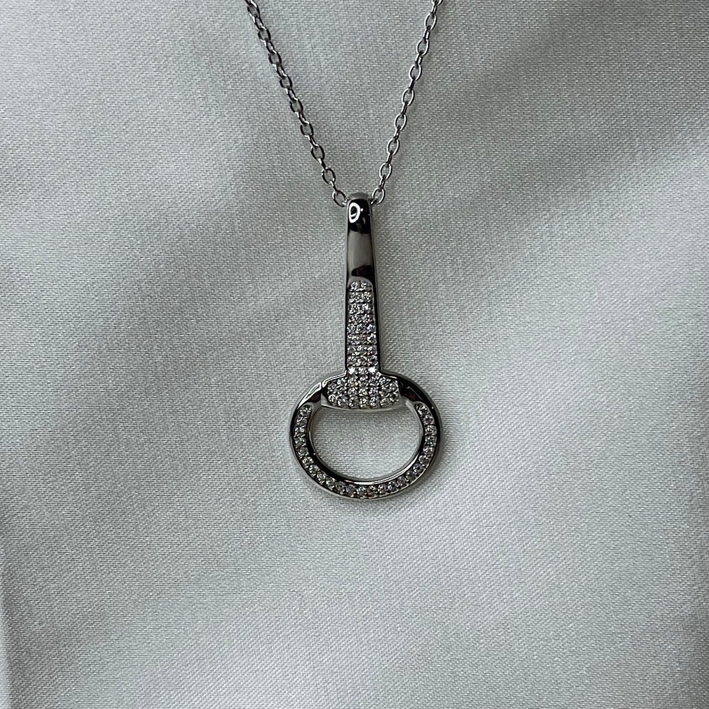 Cavallo Collections Crystal Snaffle Bit Charm and Necklace