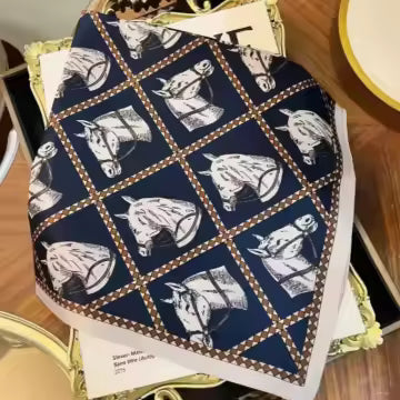 SHARNAY Horse Design Silk Scarf