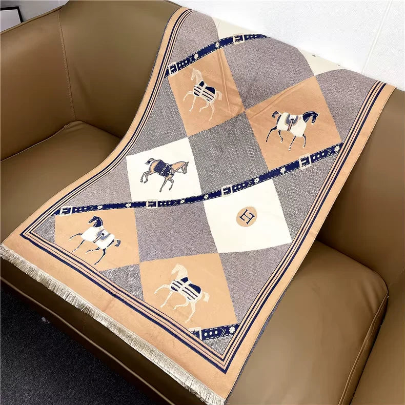 EULA Horse Design Cashmere Blend Pashmina/Shawl - 180x65cm