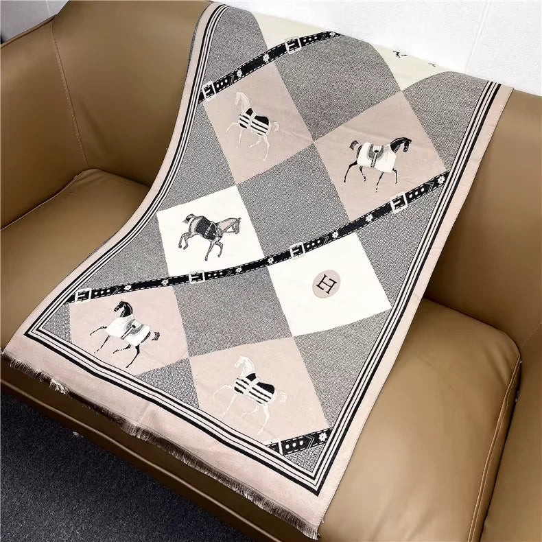 EULA Horse Design Cashmere Blend Pashmina/Shawl - 180x65cm
